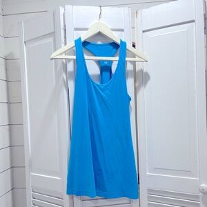 Lululemon, blue, razor back workout tank.